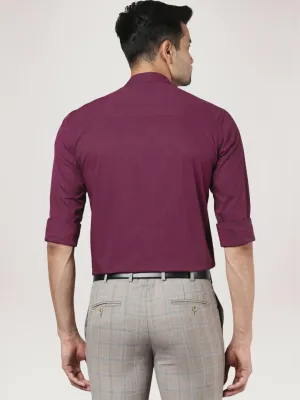 Men Red Contemporary Fit Structure Cotton Full Sleeve Shirts