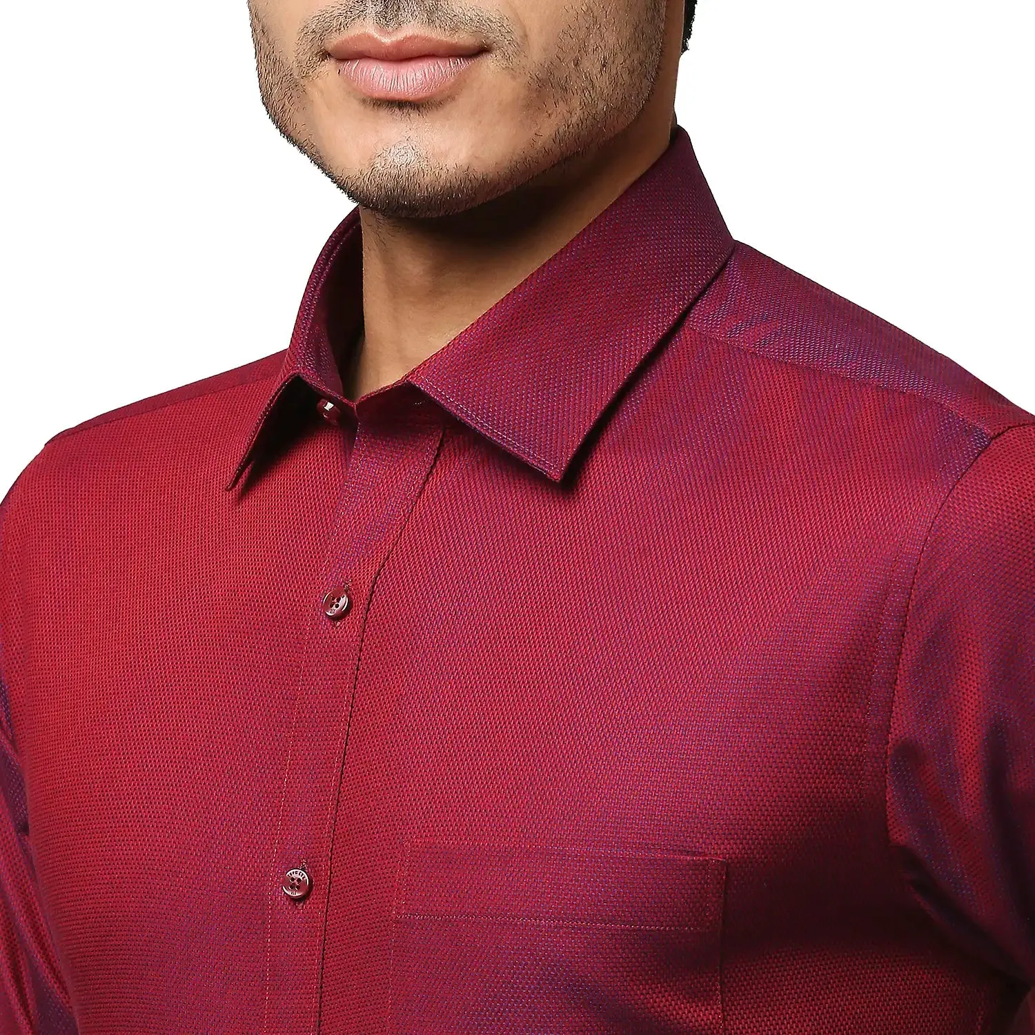 Men Red Slim Fit Structure Cotton Half Sleeve Shirts