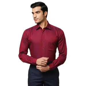 Men Red Slim Fit Structure Cotton Half Sleeve Shirts