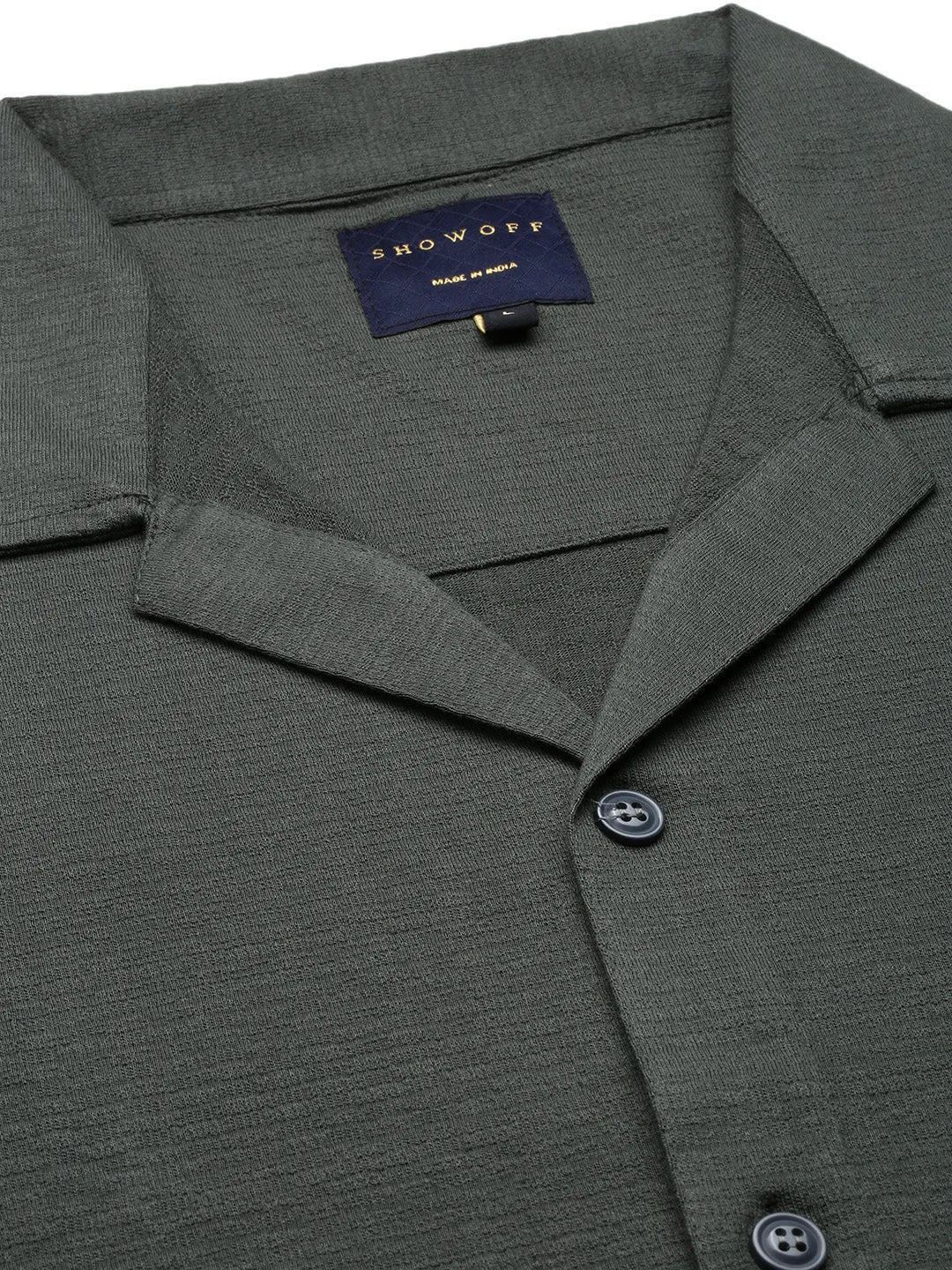 Men Solid Green Relaxed Fit Casual Shirt