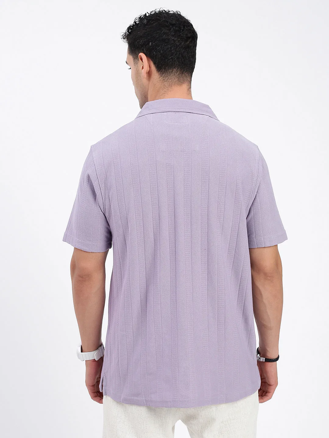 Men Solid Violet Relaxed Fit Casual Shirt