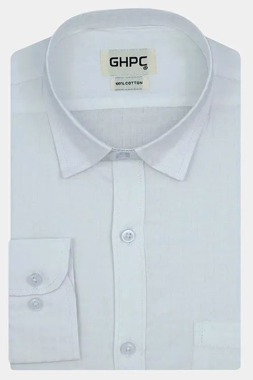 Men's 100% Cotton Full Sleeves Jacquard Self Design Shirt (White)