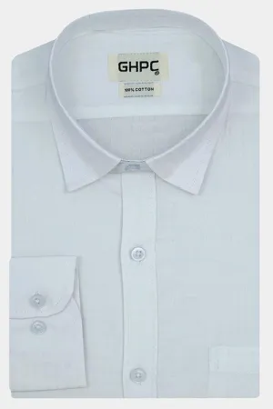 Men's 100% Cotton Full Sleeves Jacquard Self Design Shirt (White)