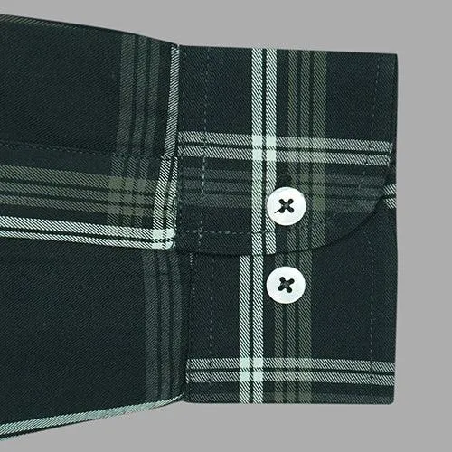 Men's 100% Cotton Windowpane Checkered Full Sleeves Shirt (Black)