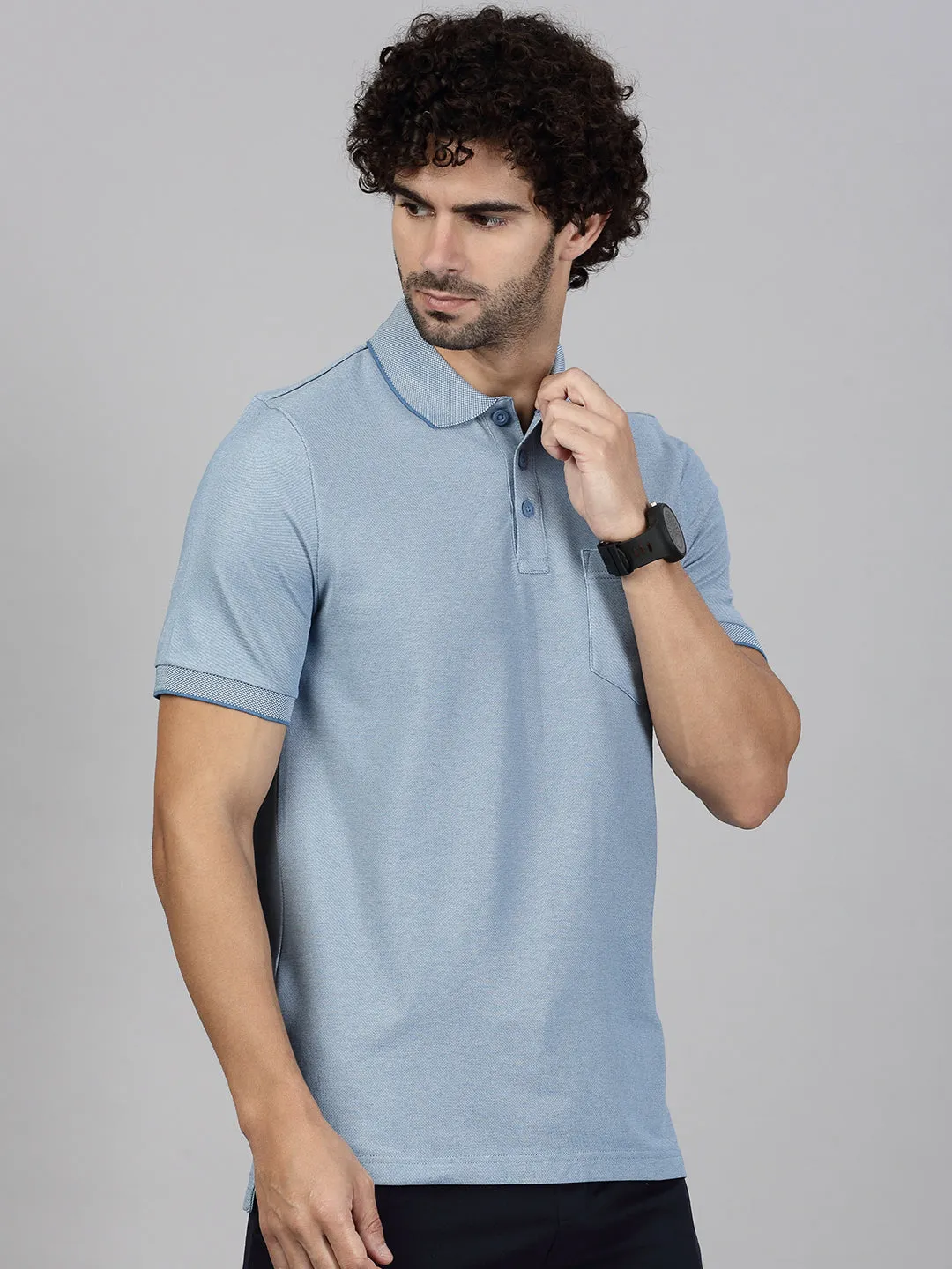 Mens Expert Polo Tshirt with Pocket Denim Blue EP27