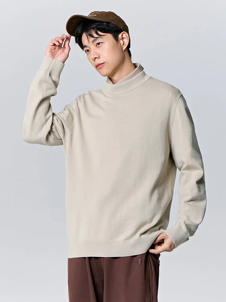 Men's white turtleneck sweater