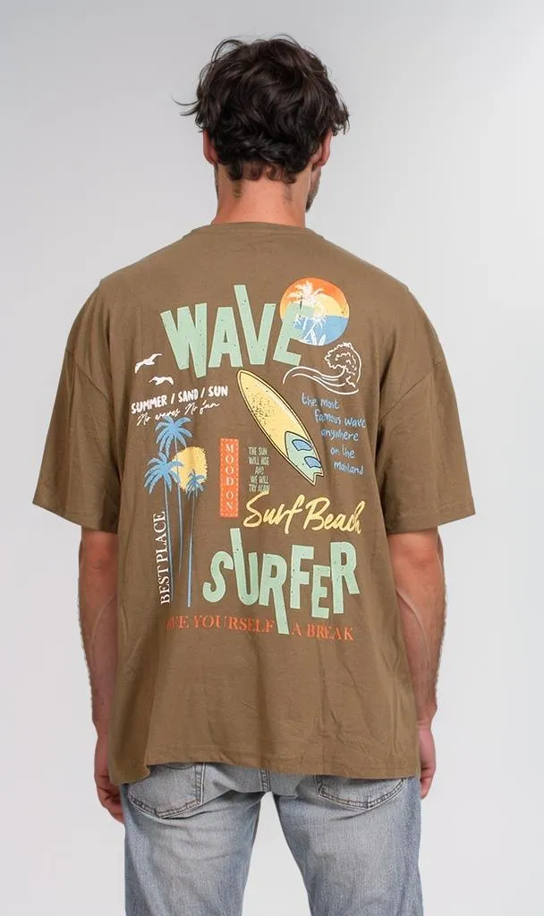 O203119 - Graphic Surf T-Shirt  Olive Green