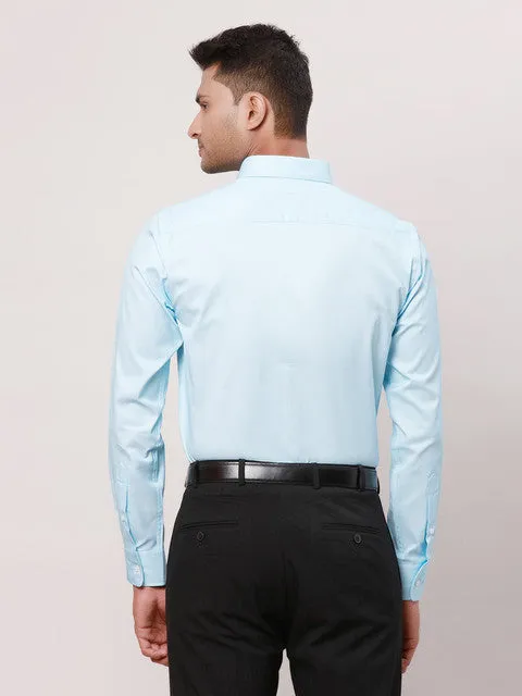 Park Avenue Men Blue Structured Slim Fit Cotton Blend Formal Shirts
