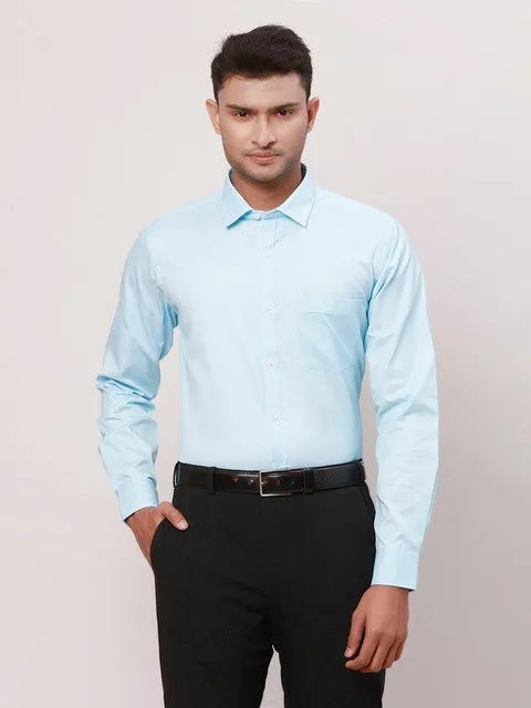 Park Avenue Men Blue Structured Slim Fit Cotton Blend Formal Shirts