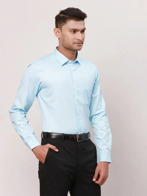 Park Avenue Men Blue Structured Slim Fit Cotton Blend Formal Shirts