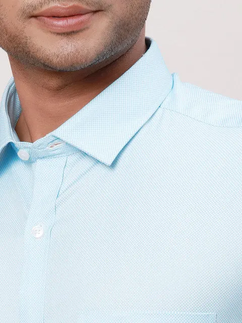 Park Avenue Men Blue Structured Slim Fit Cotton Blend Formal Shirts
