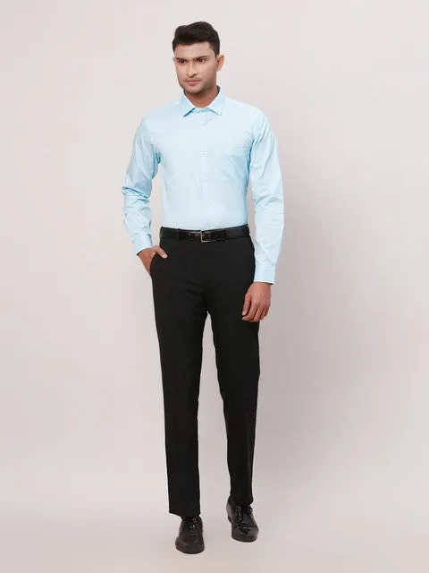 Park Avenue Men Blue Structured Slim Fit Cotton Blend Formal Shirts
