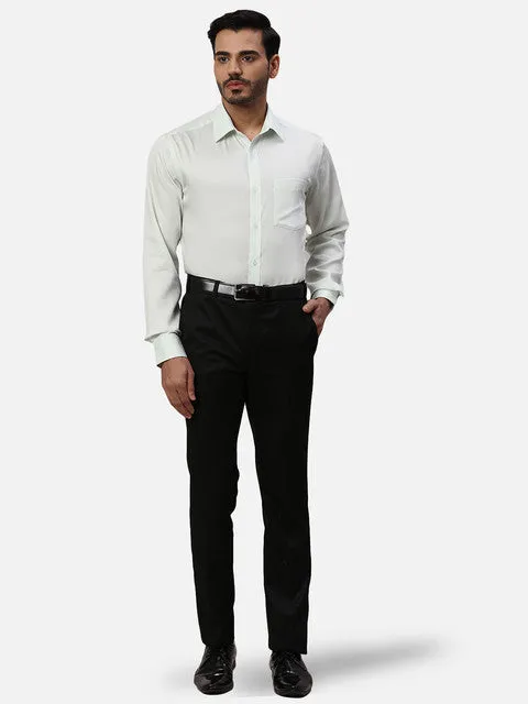Park Avenue Men Green Solid Regular Fit Cotton Formal Shirts
