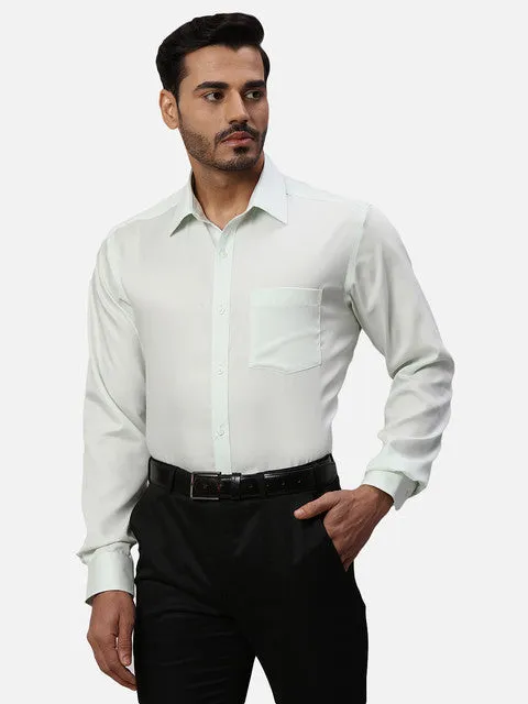 Park Avenue Men Green Solid Regular Fit Cotton Formal Shirts