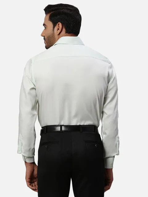 Park Avenue Men Green Solid Regular Fit Cotton Formal Shirts
