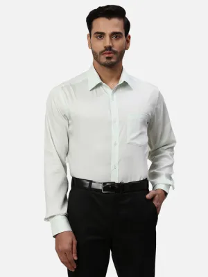 Park Avenue Men Green Solid Regular Fit Cotton Formal Shirts