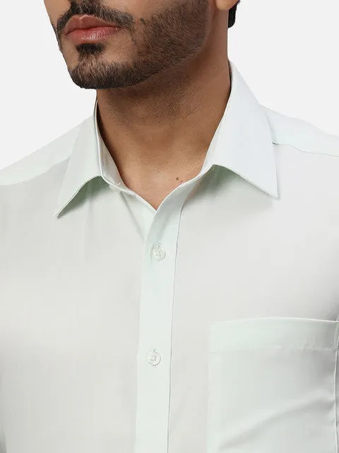 Park Avenue Men Green Solid Regular Fit Cotton Formal Shirts