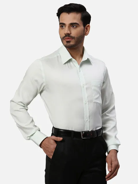 Park Avenue Men Green Solid Regular Fit Cotton Formal Shirts