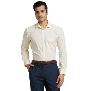 Park Avenue Men Yellow Slim Fit Fil-A-Fil Cotton Formal Shirt