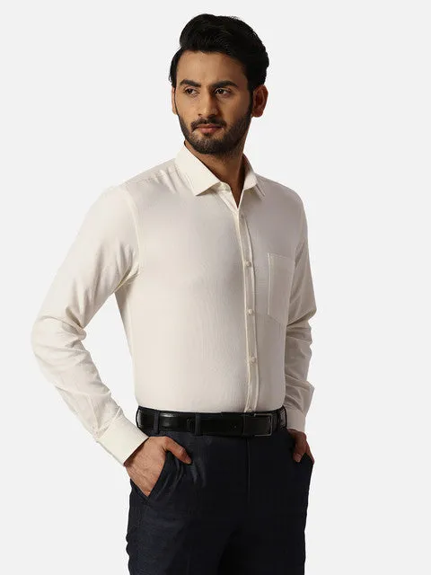 Park Avenue Men Yellow Structured Slim Fit Cotton Formal Shirts