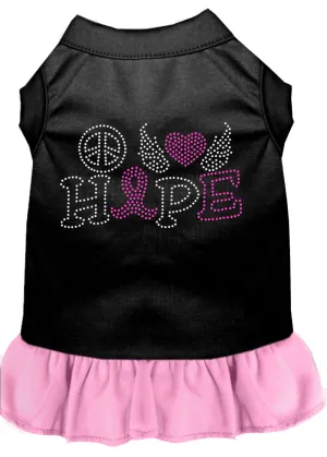 Peace Love Hope Breast Cancer Rhinestone Pet Dress Black With Light Pink Sm
