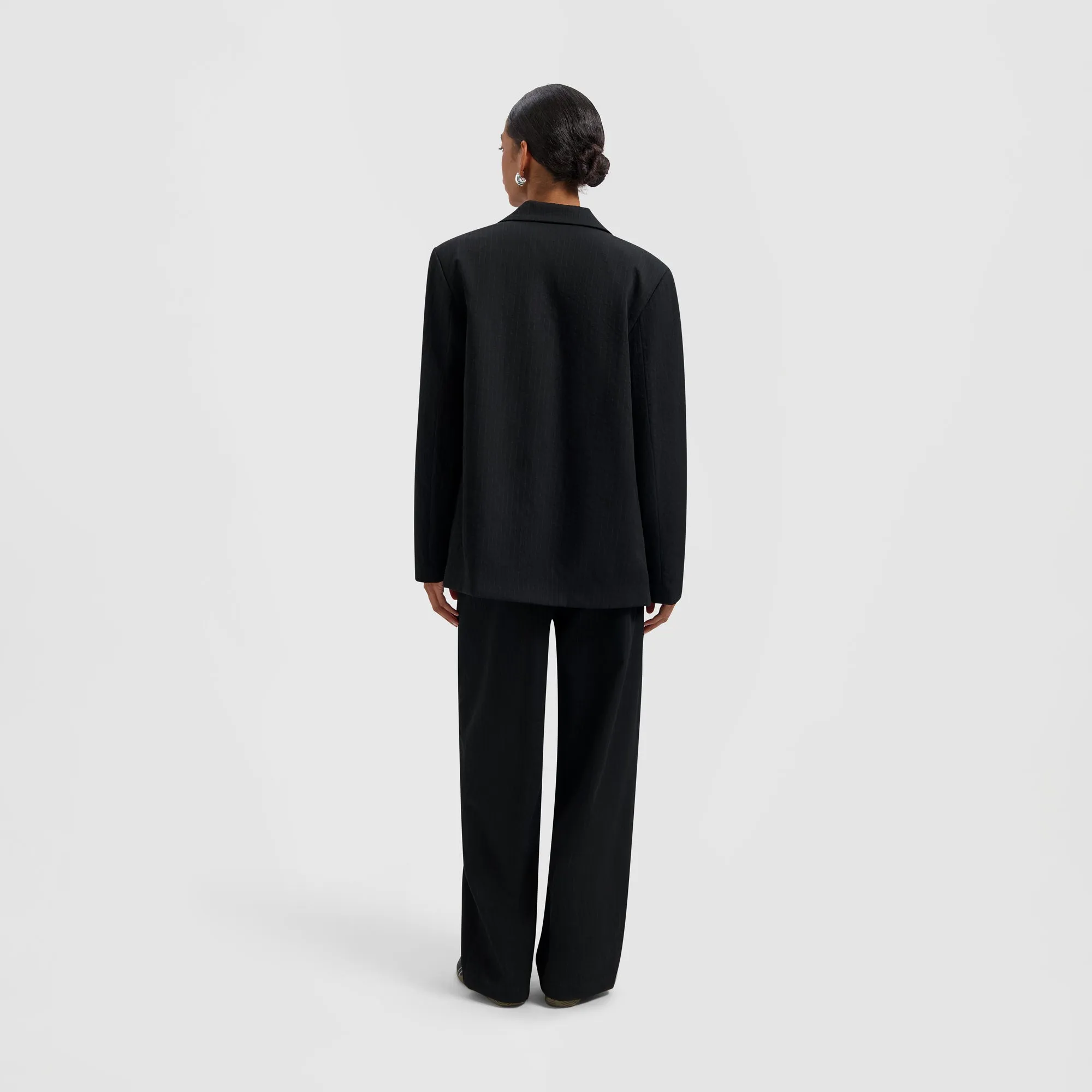 Pinstripe Blazer - Black/White