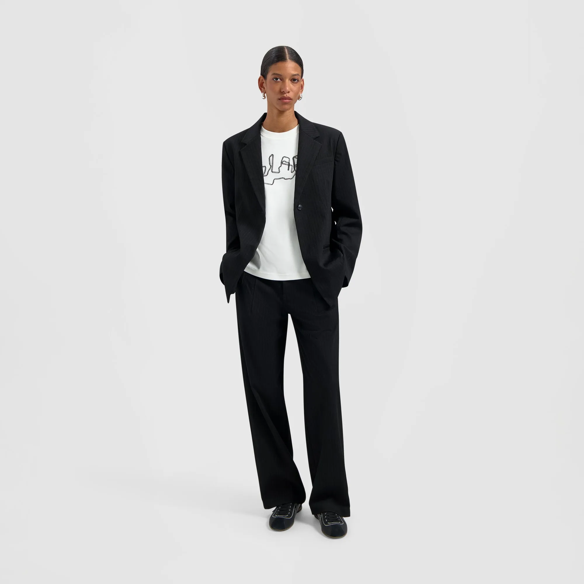 Pinstripe Blazer - Black/White