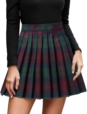Pleated Skirts for Women Plus Size Y2K High Waist A-Line Tummy Control Uniform Trendy Plaid Mini Skirt for Girls