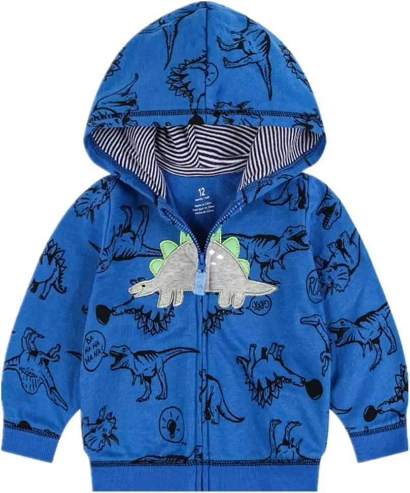Popshion Boys Crewneck Sweatshirt Monster Truck Dinosaur Shirts Cotton Lightweight Pullover Sweater for Kids