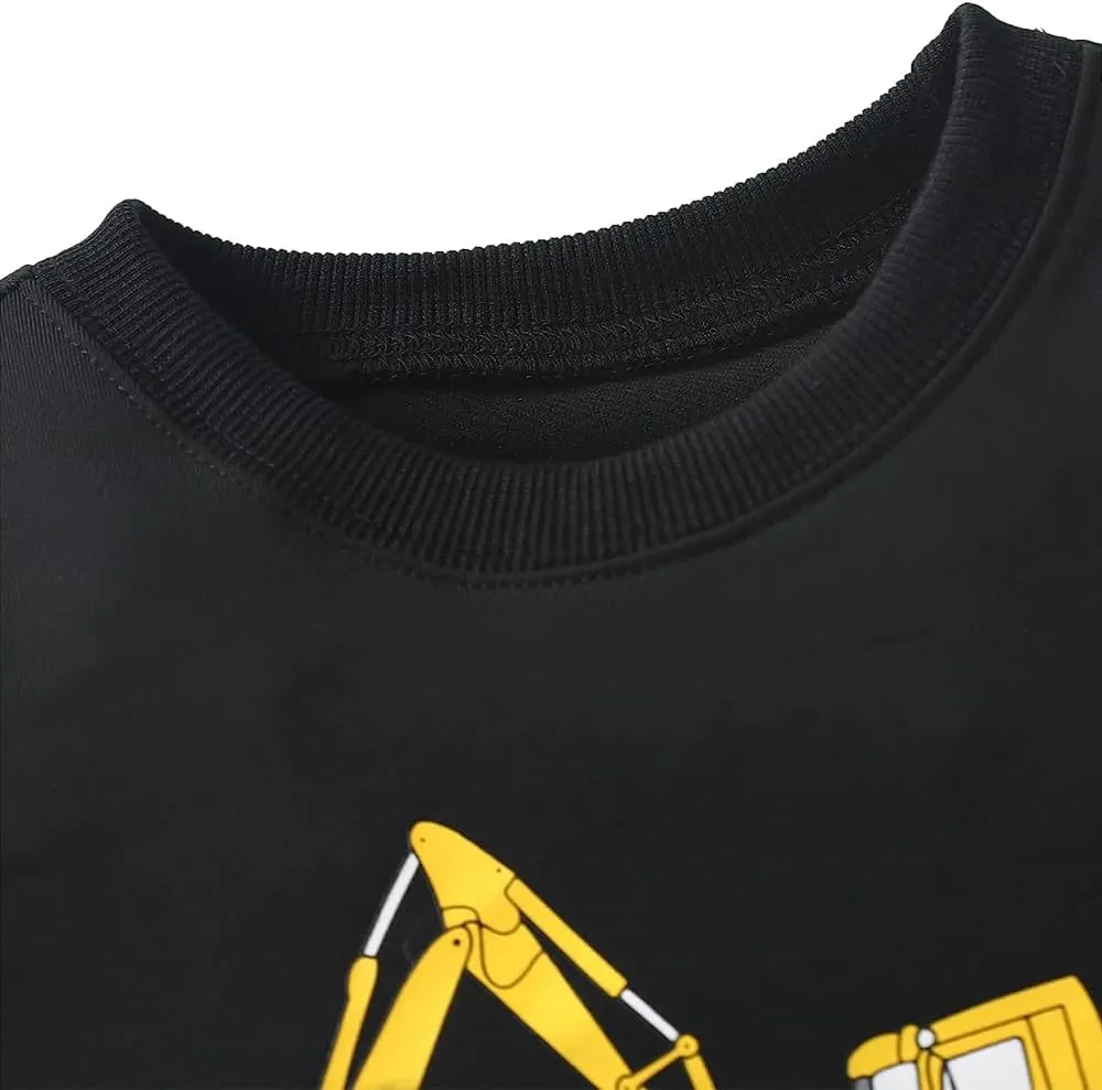 Popshion Boys Crewneck Sweatshirt Monster Truck Dinosaur Shirts Cotton Lightweight Pullover Sweater for Kids