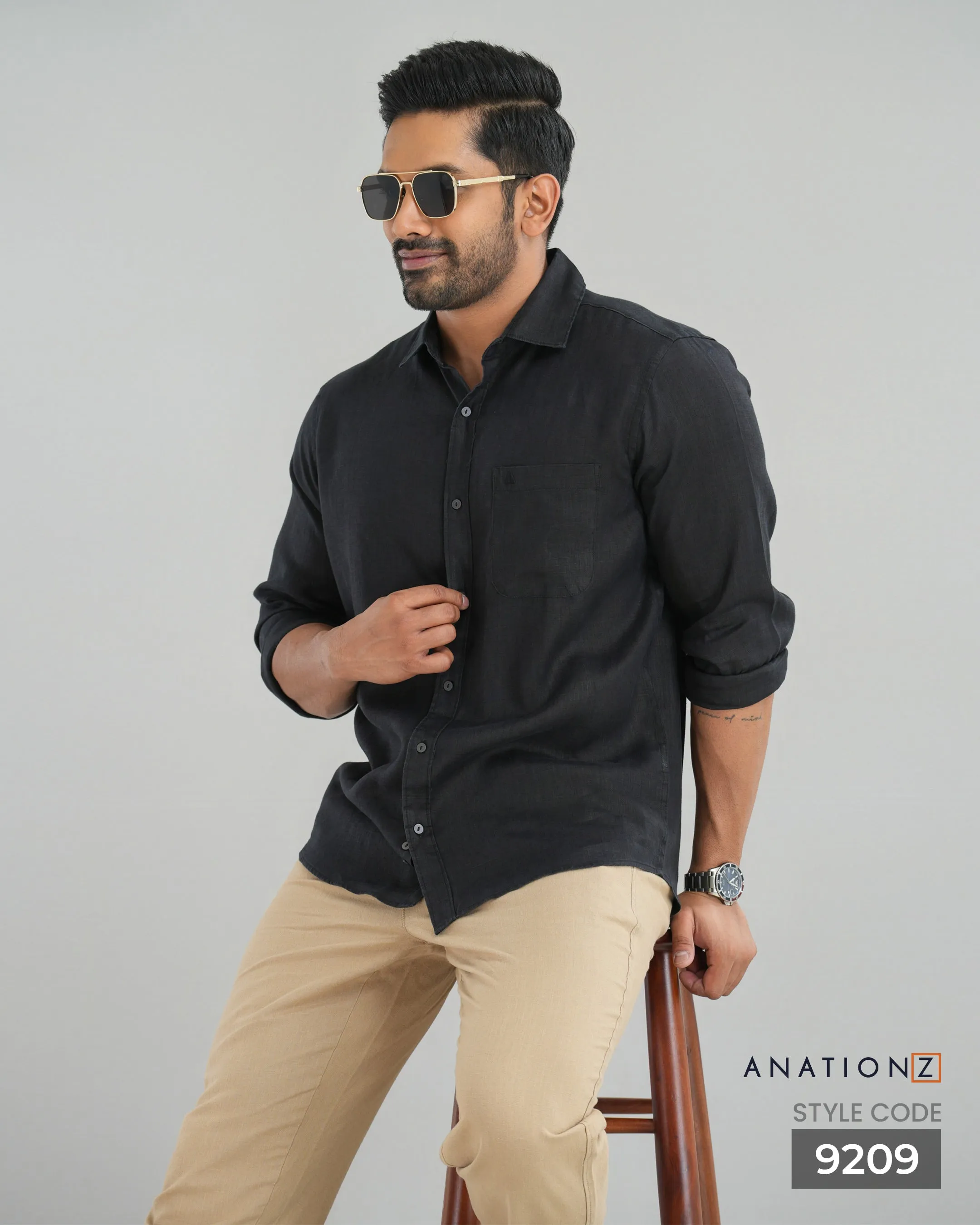 Premium Hemp Long Sleeve Shirt -  Black