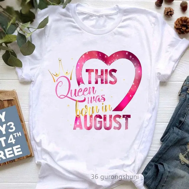 Queen's Birthday Graphic Tee – Women's Casual Fashion Round Neck T-shirt, Short Sleeve Printed Top, Harajuku Style
