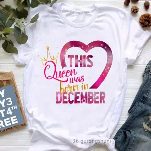 Queen's Birthday Graphic Tee – Women's Casual Fashion Round Neck T-shirt, Short Sleeve Printed Top, Harajuku Style