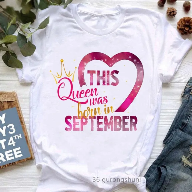 Queen's Birthday Graphic Tee – Women's Casual Fashion Round Neck T-shirt, Short Sleeve Printed Top, Harajuku Style