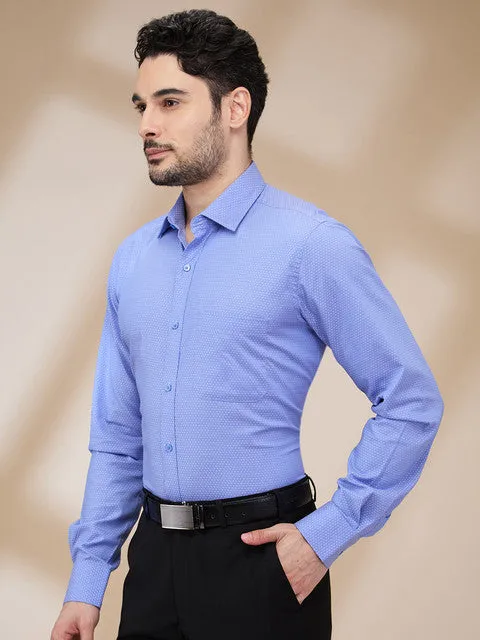 Raymond Men Blue Structured Contemporary Fit Cotton Formal Shirts