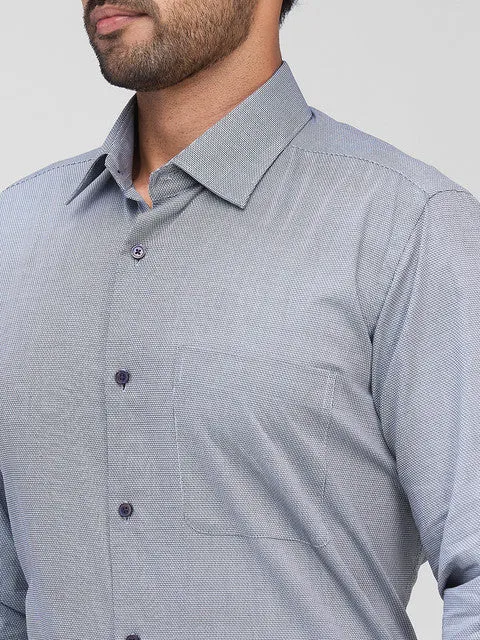 Raymond Men Grey Structured Contemporary Fit Cotton Formal Shirts