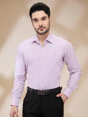 Raymond Men Pink Checks Contemporary Fit Cotton Formal Shirts