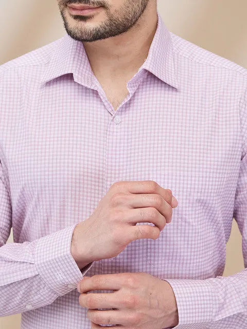 Raymond Men Pink Checks Contemporary Fit Cotton Formal Shirts