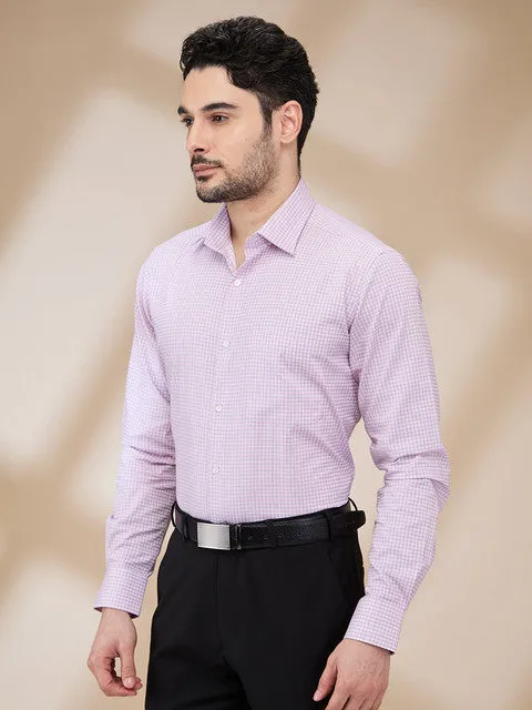 Raymond Men Pink Checks Contemporary Fit Cotton Formal Shirts