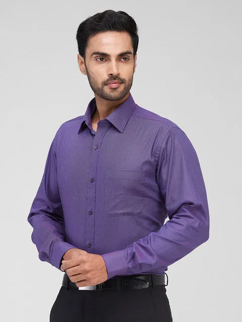 Raymond Men Purple Structured Slim Fit Cotton Blend Formal Shirts