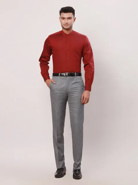 Raymond Men Red Stripe Contemporary Fit Cotton Formal Shirts
