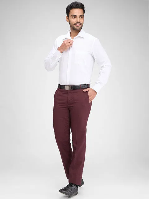 Raymond Men White Jacquard Regular Fit Cotton Formal Shirts