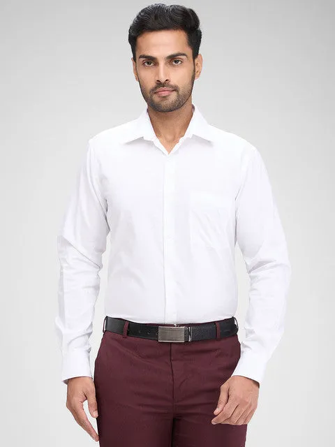 Raymond Men White Jacquard Regular Fit Cotton Formal Shirts
