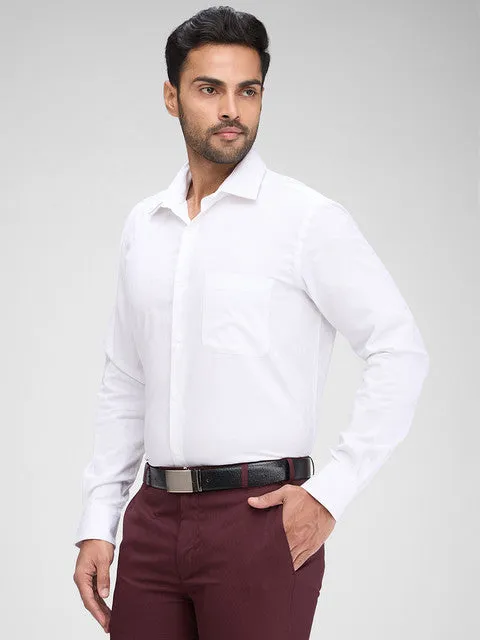 Raymond Men White Jacquard Regular Fit Cotton Formal Shirts