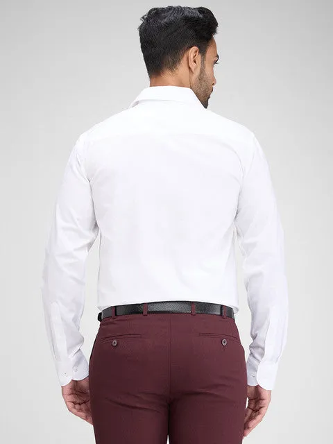 Raymond Men White Jacquard Regular Fit Cotton Formal Shirts