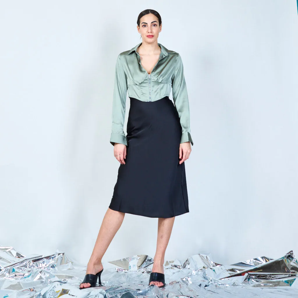 Satin pencil midi skirt wholesale