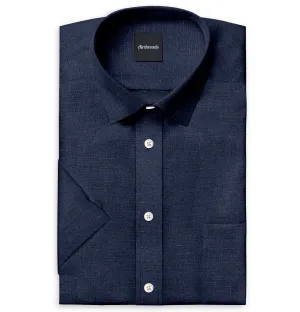 Short Sleeve Linen Shirt in Navy