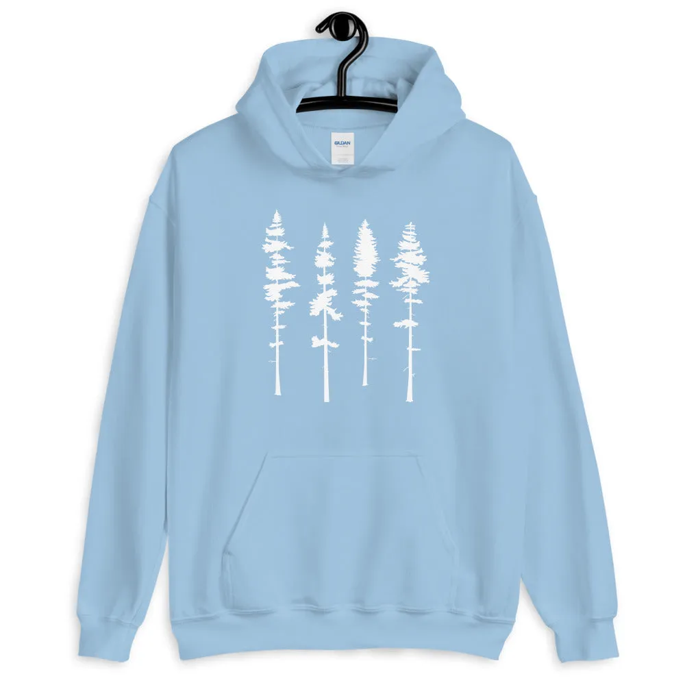 Skinny Pine Tree Hoodie for Men and Women Hiking Camping Sweatshirts Mountains Wanderlust Shirts