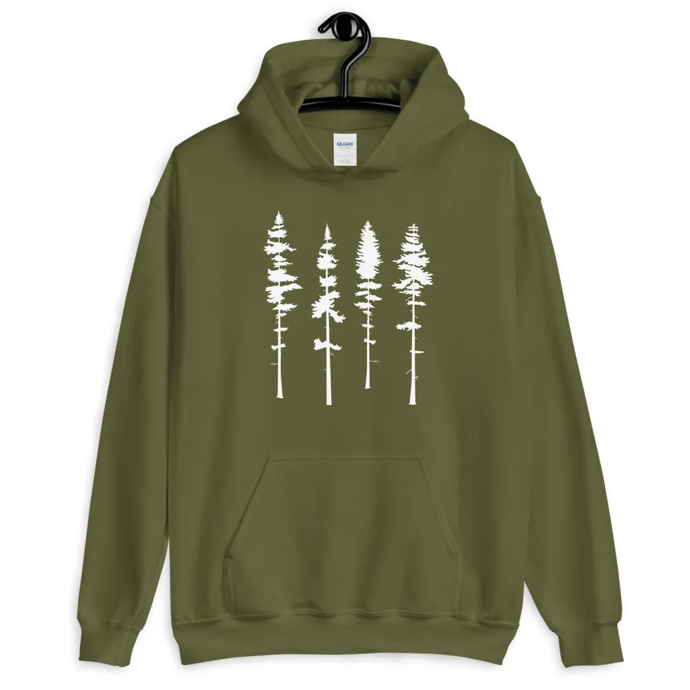 Skinny Pine Tree Hoodie for Men and Women Hiking Camping Sweatshirts Mountains Wanderlust Shirts