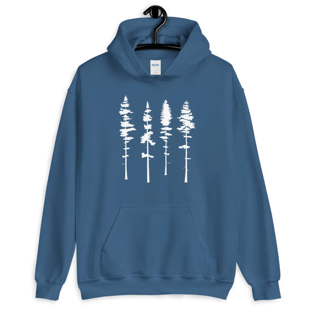 Skinny Pine Tree Hoodie for Men and Women Hiking Camping Sweatshirts Mountains Wanderlust Shirts